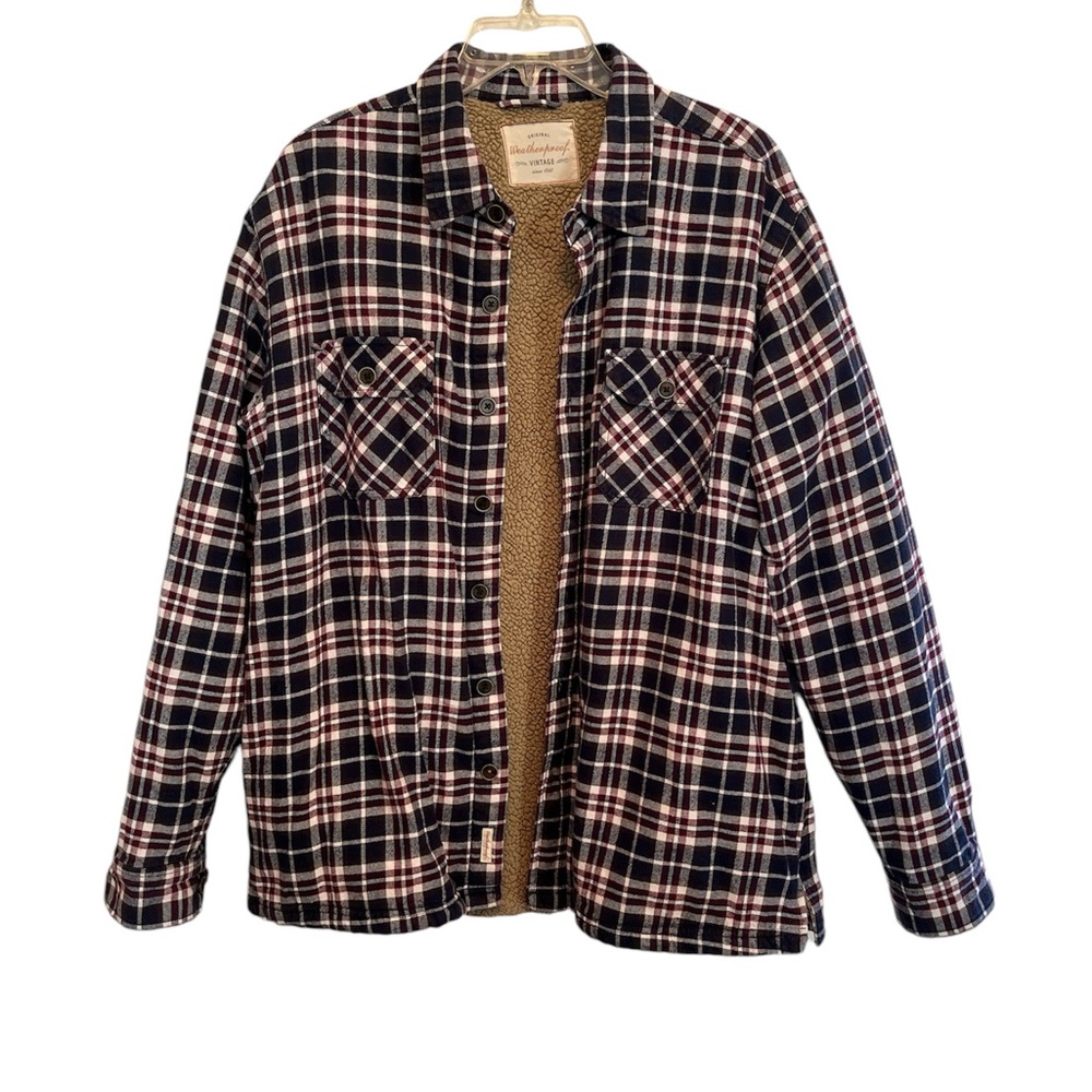 Original Weatherproof Vintage Shacket Jacket Sherpa Plaid Multi-Color XL